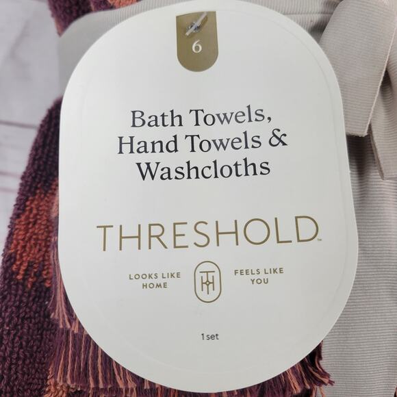 Threshold 6pc Bath Towel Set Plum - Picture 4 of 6
